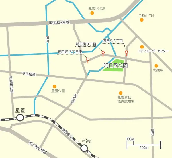 明日風公園公共交通機関アクセス地図